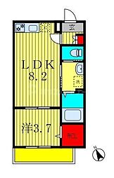 HD南柏 1LDKの間取図画像