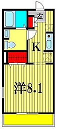 北松戸パルコート 1Kの間取図画像