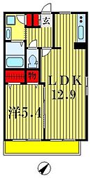 クレストK 1LDKの間取図画像