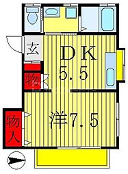 コアハイム 1DKの間取図画像