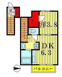グリーンソレアード 1DKの間取図画像