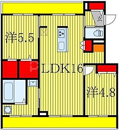 シャルマン柏の葉 2階2LDKの間取り