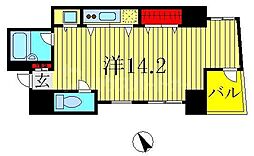 グランドルチェ5 5階ワンルームの間取り