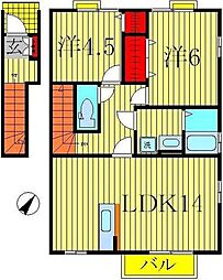 フェルミエ 2階2LDKの間取り
