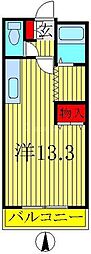 ラルク天王台 2階ワンルームの間取り