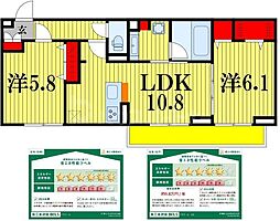 プラヴール 2LDKの間取図画像