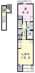 キーファー・リーフ 2階1LDKの間取り