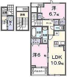 モーヴソレイユ 3階2LDKの間取り