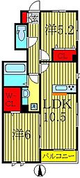ヴェルドミールR 1階2LDKの間取り