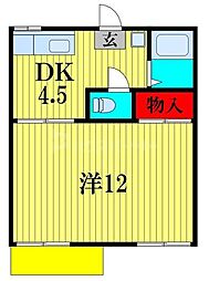 ハイツセキスイA棟 1階1DKの間取り