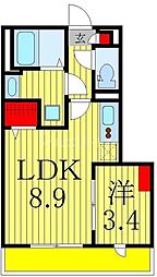 フェリックス柏 3階1LDKの間取り