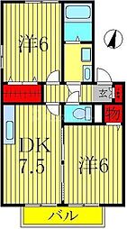 フレシールB 2DKの間取図画像