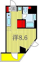 アートアパートメントインおおたかの森 ワンルームの間取図画像