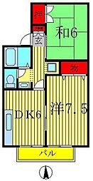 セジュールY・K2 2DKの間取図画像