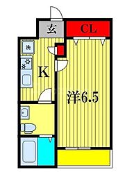 オーガスタABIKO 1Kの間取図画像