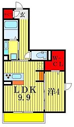 レーヴマニフィック南柏 1LDKの間取図画像