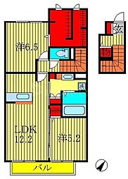 ボンヌ・シャンス 2LDKの間取図画像
