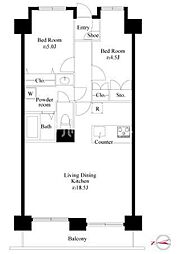 サングレース豊四季 2LDKの間取図画像