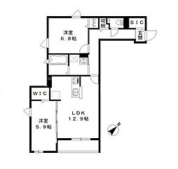 Y・ノヴェルA棟 2LDKの間取図画像