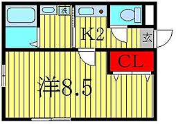 カーザ・レフィナーダ2 1Kの間取図画像