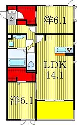 リシェス1 2LDKの間取図画像