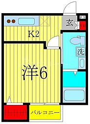 MARCH北柏 1Kの間取図画像