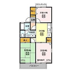 セジュールハイツ2 3DKの間取図画像