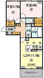 シャンティ 2LDKの間取図画像