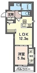 メゾン.シュシュ 1LDKの間取図画像