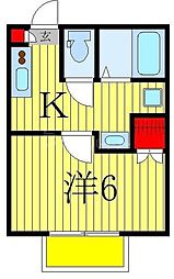 カーサ高柳 1Kの間取図画像