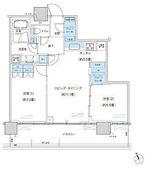 パークシティ柏の葉キャンパスザ・ゲートタワーウエスト 2LDKの間取図画像