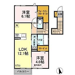PIECEWOOD1 2LDKの間取図画像