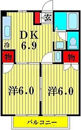 セジュール柏1 2DKの間取図画像