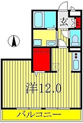 アルファタウン天王台A ワンルームの間取図画像