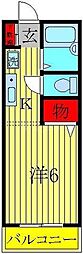 AD南柏 1Kの間取図画像
