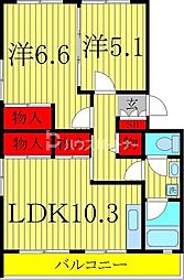 マンションサンエポック 2LDKの間取図画像