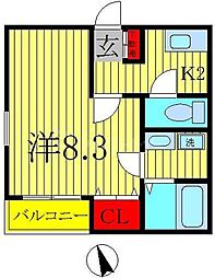 クレフラスト豊四季 1Kの間取図画像