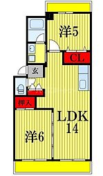 フォンテーヌ柏 2LDKの間取図画像