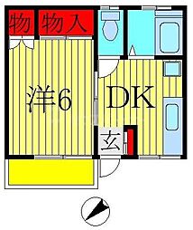 松ケ丘ハイム 2Kの間取図画像