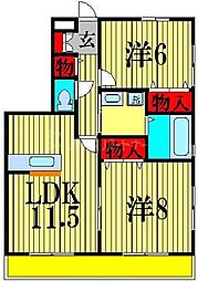 アルファタウン天王台C 2LDKの間取図画像