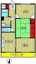 マンション豊四季 3DKの間取図画像