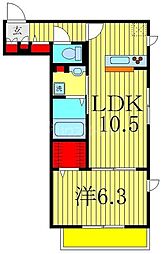 ホープヒル 1LDKの間取図画像