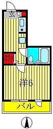 コーポ姫宮 1Kの間取図画像