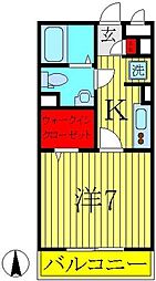 エヴァー ワンルームの間取図画像