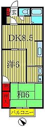 ヴィヌス柏 2DKの間取図画像