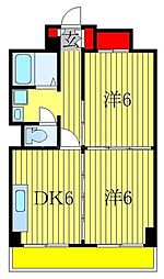 山口マンション 2DKの間取図画像