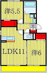 エクレールB 2LDKの間取図画像