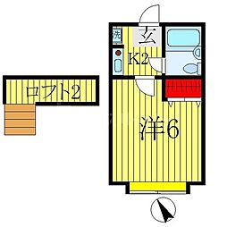 メゾンロッシュ柏 1Kの間取図画像