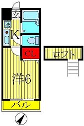 マドレーヌ南柏 1Kの間取図画像