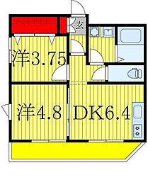 ダイアモンドクレスト南柏 2DKの間取図画像